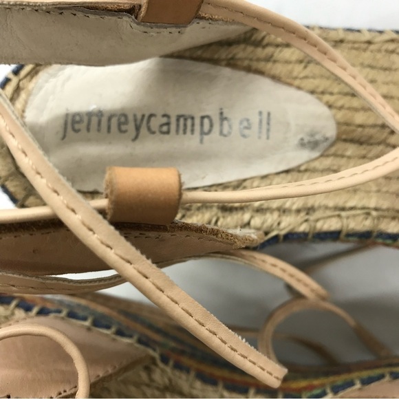 Jeffrey Campbell Womens Sz 8‎ Leather Espadrille Platform Wedge Shoe Ankle Strap - Picture 14 of 16